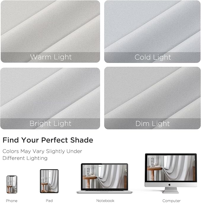 CUCRAF Grayish White Blackout Curtains 108 inch Length 2 Panels Set, Rod Pocket - Image 4