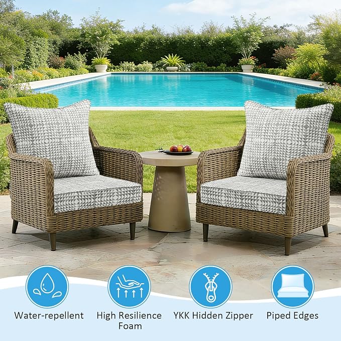 Sunbrella Outdoor Deep Seat & Back Cushion Set, 24 x 24 Inch Water Repellent - Image 4