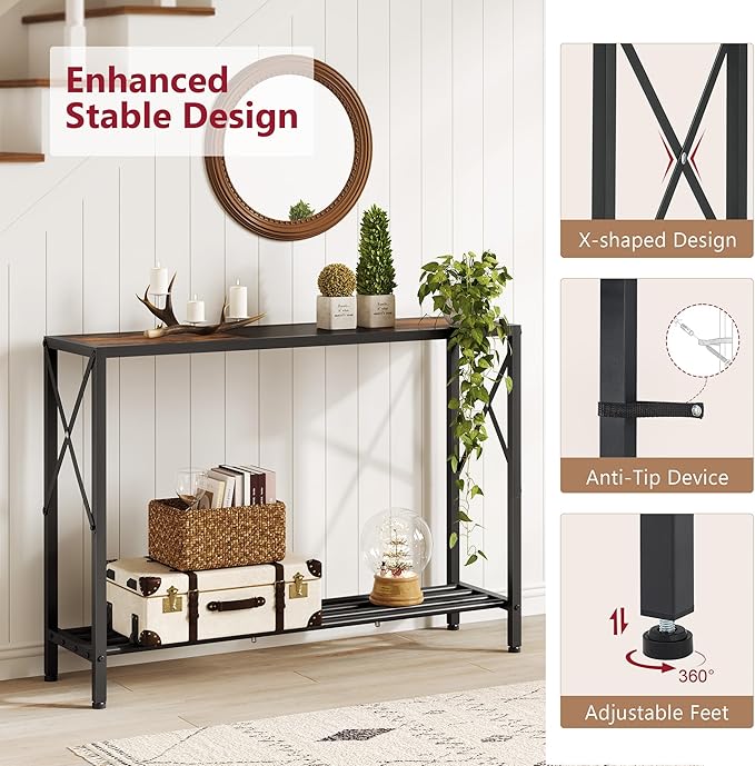 Tajsoon Console Table 41.8”, 2-Tier Industrial Entryway Table, Narrow Entrance - Image 6