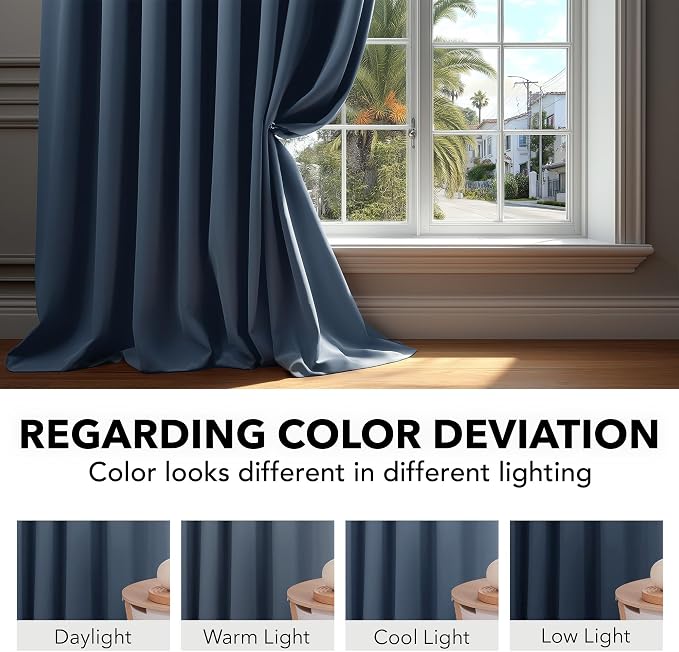 Deconovo Blackout Curtains, Thermal Insulated, W42 x L72 2 Panels, Back Tab - Image 6