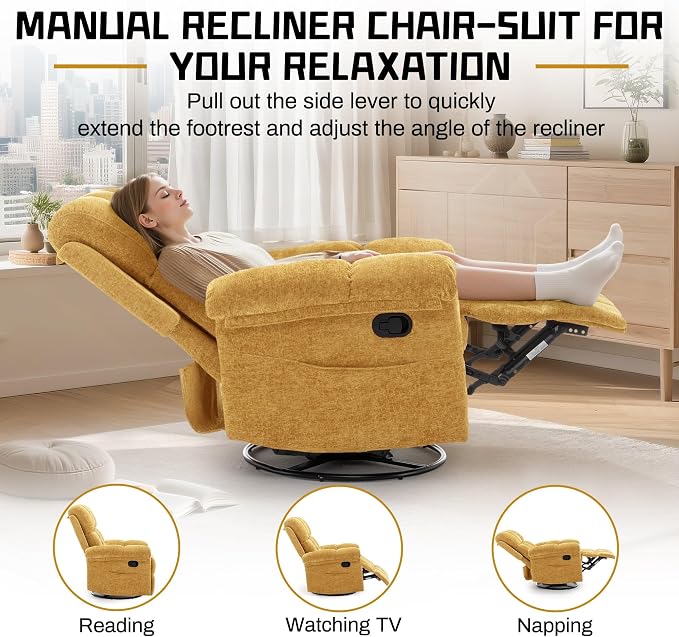 Korser Recliner Chair, Swivel Rocker Recliner Chair - Image 4