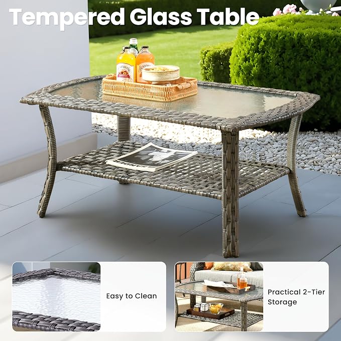 ovios 7-Piece Patio Furniture Set, Outdoor Wicker Sofa - Image 7