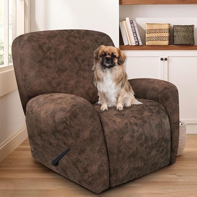ANARACHON Leather Look Recliner Chair Covers Stay in Place 4-Piece Recliner - Image 2
