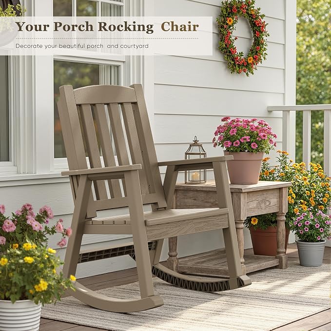 Greesum Set of 2 Outdoor Rocking Chair, All-Weather Patio Rocker, Rust-Proof & - Image 7