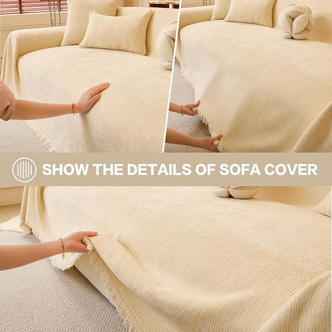 DREAMINGO Chenille Sofa Cover Washable Pet Couch Protector Cover Textured Couch - Image 4