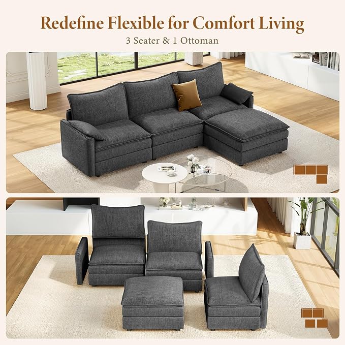 Vesgantti 108" Modular Sectional Sofa, Comfy Cloud Couch - Image 7