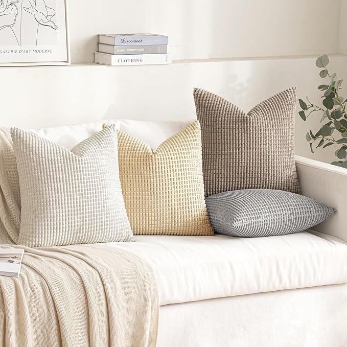 MIULEE Neutral Harmony Decorative Pillow Covers 18x18 Inch Set of 4 Rustic - Image 3