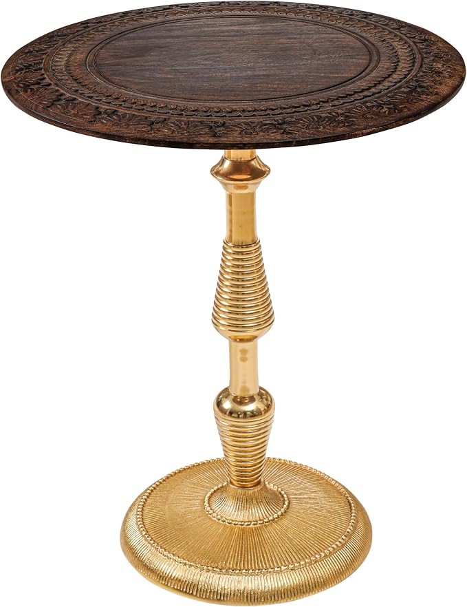 Side Tables-Hand Carved Vintage Boho Folding End Tables - Image 3