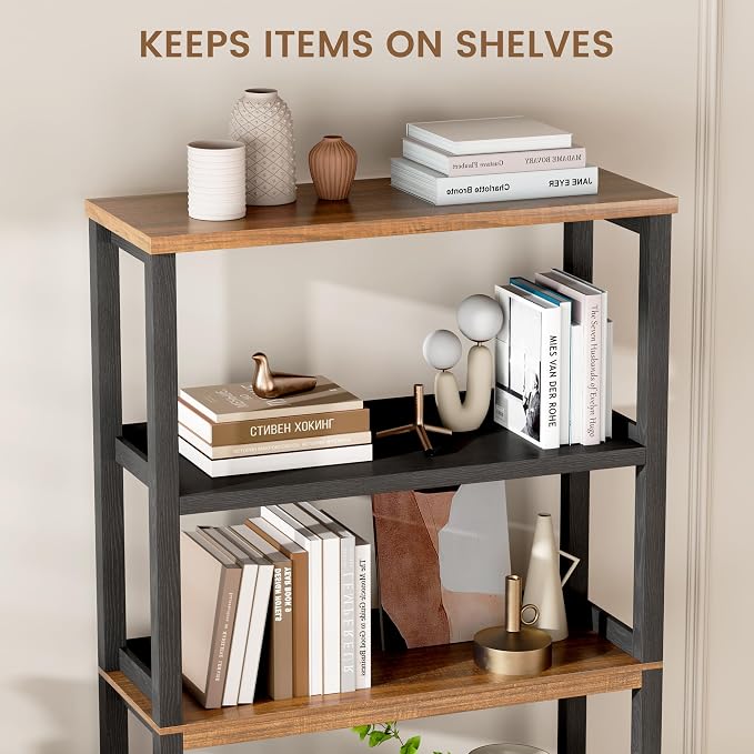 Vlsrka Wooden Bookshelf with Lights, 5 Tier Bookshelf with Storage, Tall - Image 6