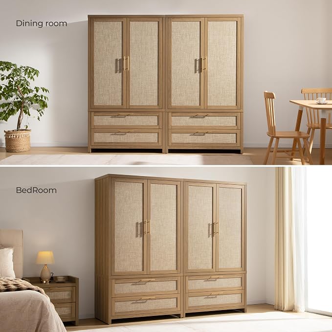 SICOTAS Larger Armoire Wardrobe Closet, Boho Armoire Clothes Organizer - Image 5