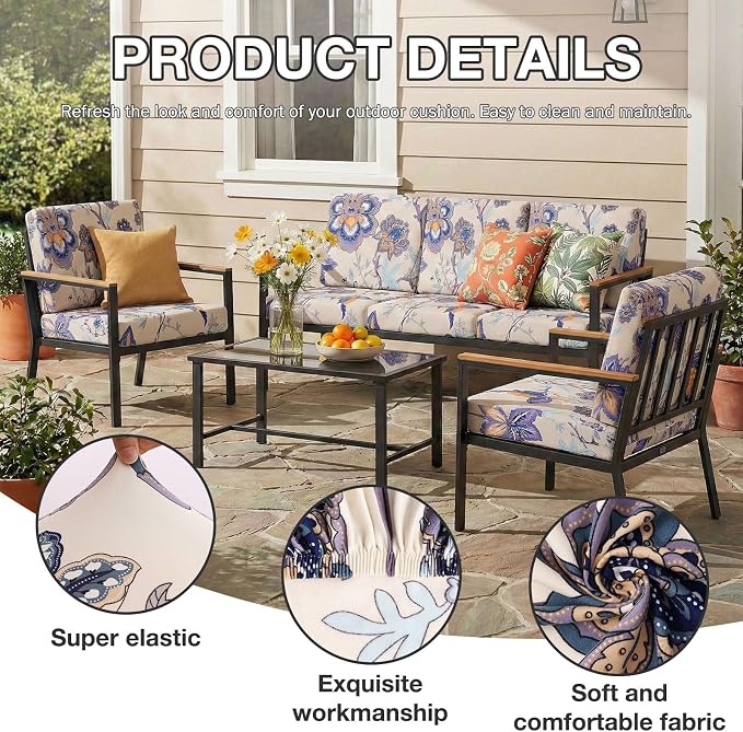 hyha 14Pcs Patio Cushion Covers, Stretch Outdoor Couch Cushion Covers, Washable - Image 3