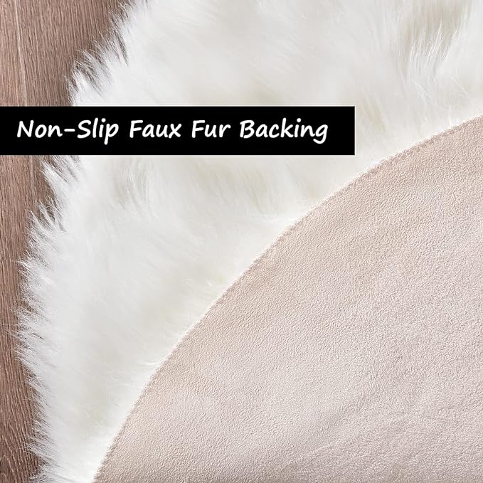 Goolela White Sheepskin Area Rug 9x12 Fluffy Fuzzy Furry Rug - Image 5