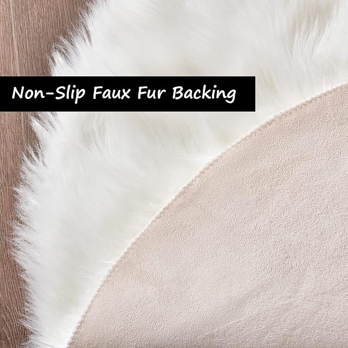 Goolela White Area Rug 5x7 Fluffy Fuzzy Furry Sheepskin Rug - Image 5