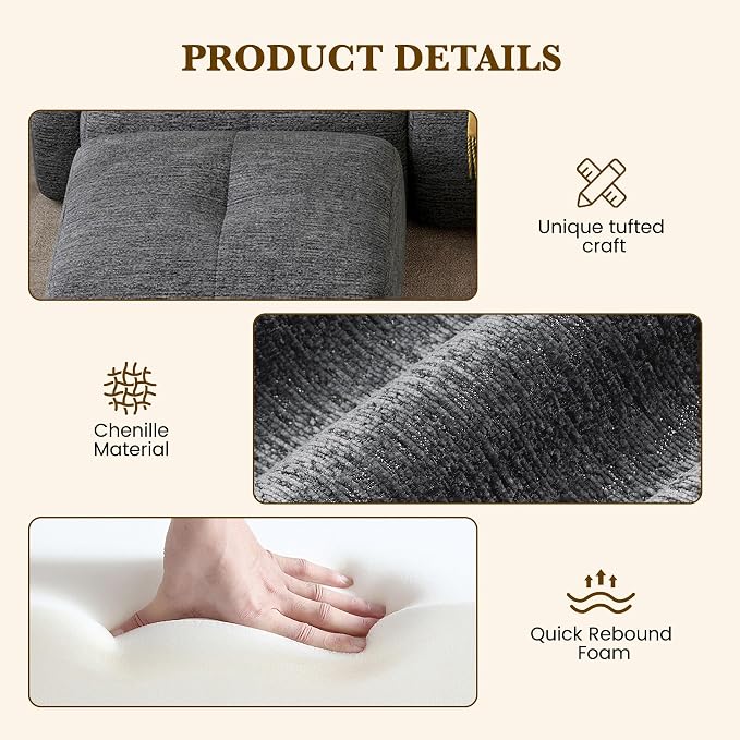 158" U Shaped Convertible Modular Couch, Cloud Couch Sectional - Image 6