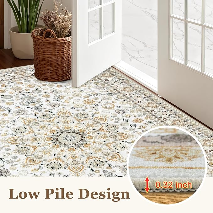 Area Rugs 10x14 Living Room Rug: Washable Rug Soft Vintage Boho Carpet Indoor - Image 9