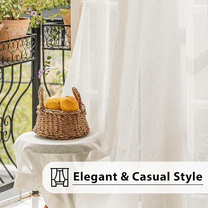 FMFUNCTEX Linen Sheer Curtains for Bedroom, Natural Flax Blend Window Draperies - Image 6