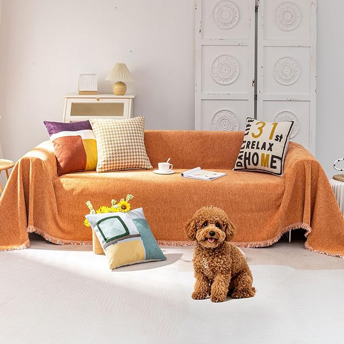 VClife Couch Cover Bohemian Orange Sofa Covers by VCLIFE