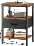 SUPERJARE Nightstand with Charging Station, Bed Side Table with Adjustable by SUPERJARE