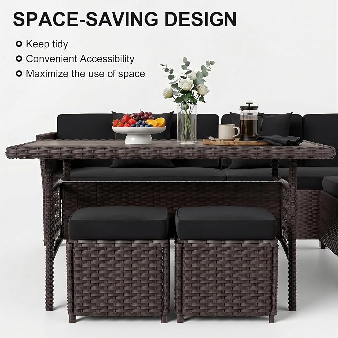 LOUVIXA 7 Pieces Patio Furniture Set, Outdoor Patio Furniture, Wicker - Image 4