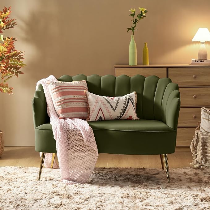 HULALA HOME Modern Velvet Loveseat Sofa - Image 7