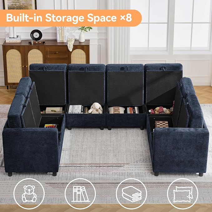 104'' U Shaped Modular Sofa, Sectional Couches - Image 3