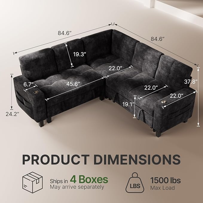Marsail 84.6" Sectional Sleeper Sofa - Image 2