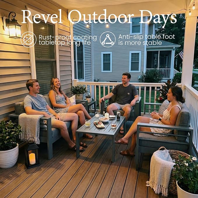 LayinSun Outdoor Aluminum Furniture Set, 4 Pieces Patio Sectional Conversation - Image 2