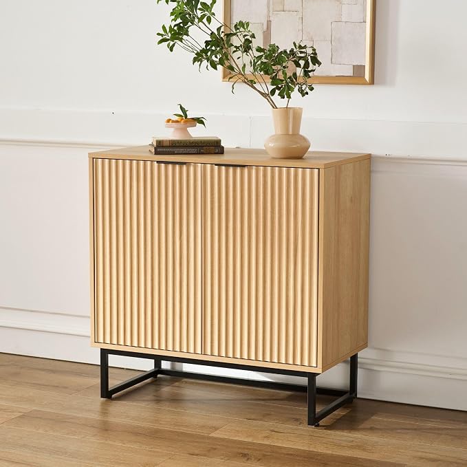 EYYTHUNG Fluted Storage Cabinets Set of 3, Sideboard Buffet Cabinets - Image 9