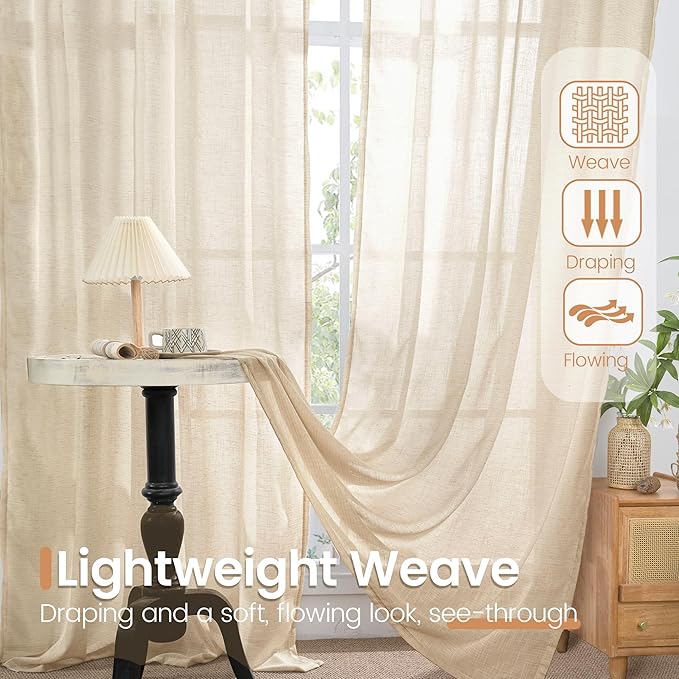 BGment Natural Linen Curtains 90 Inches Long - Image 4