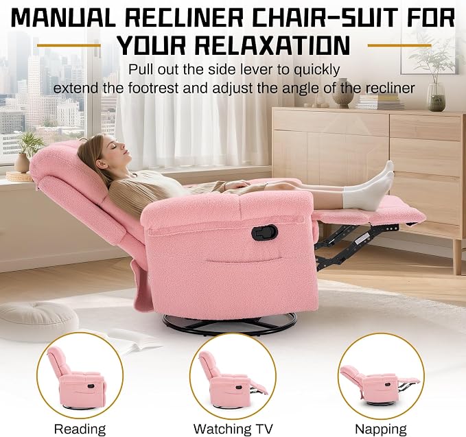 Korser Recliner Chair, Swivel Rocker Recliner Chair - Image 4