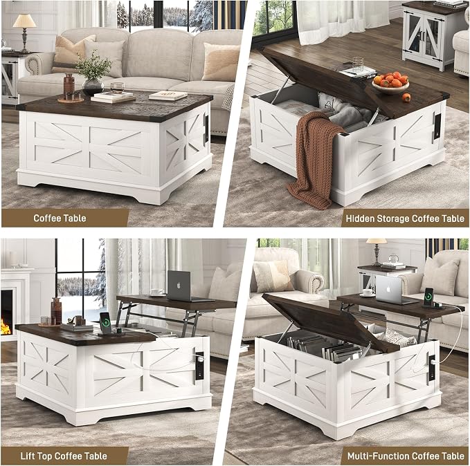 Hlivelood 36" Farmhouse Movable Lift Top Coffee Table - Image 7