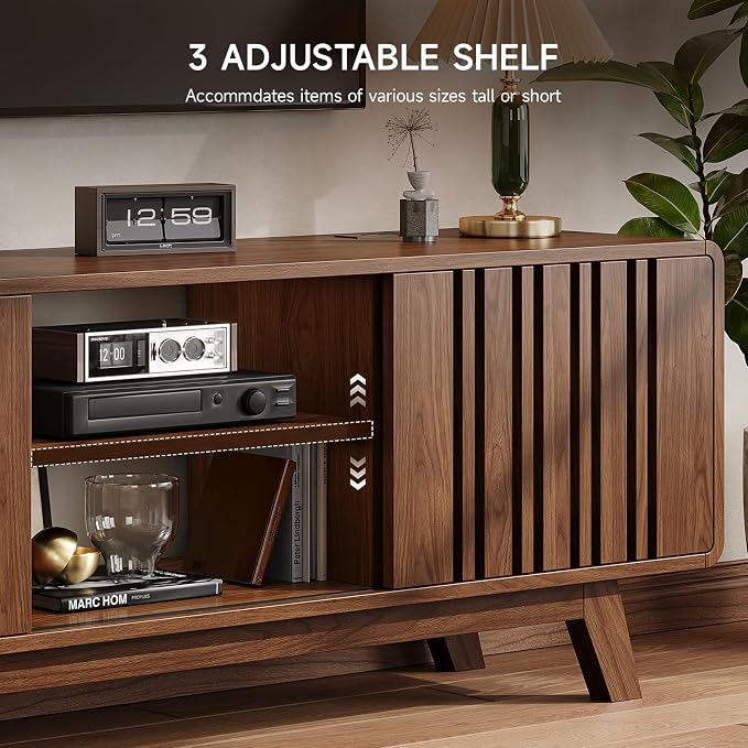 ONBRILL 63-Inch TV Stand for TVs up to 75 Inch, Mid-Century Modern Television - Image 5