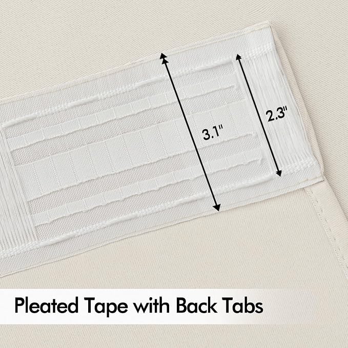 MIULEE Ivory Back Tab Blackout Curtains 84 Inch Length 2 Panels Set - Image 4