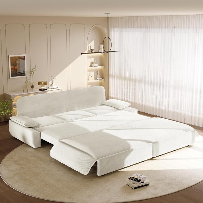 KEIKI 94.5" King-Size 3-in-1 Convertible Sleeper Sofa, Oversized Pull-Out Couch by KEIKI