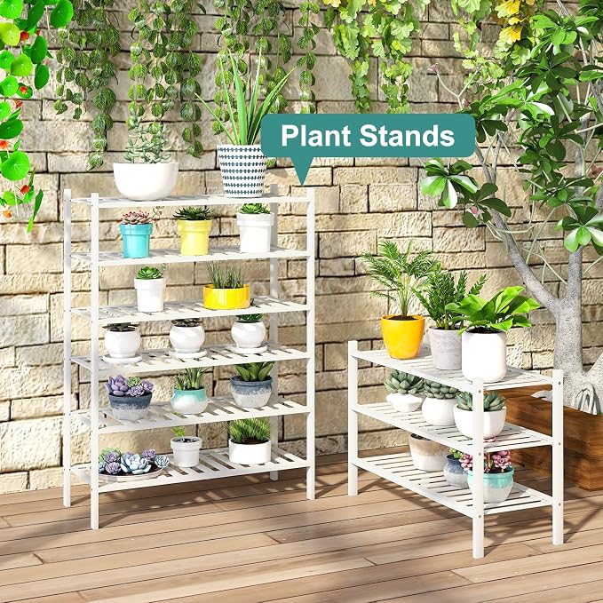 viewcare White Shoe Rack, 3-Tier Bamboo Wood Shoe Rack - Image 2
