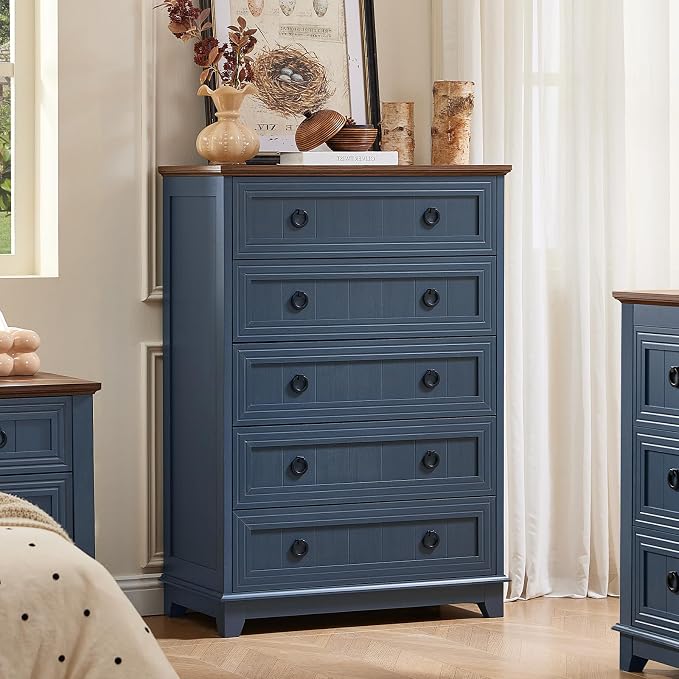 Joaxswe Farmhouse 5 Drawer Dresser - Image 4