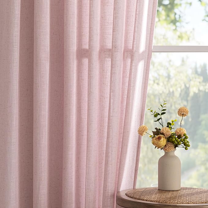 MYSKY HOME Pink Curtains 72 Inch Length - Image 9