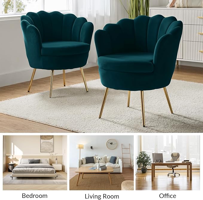 HULALA HOME Modern Velvet Accent Chairs Set of 2 - Image 7