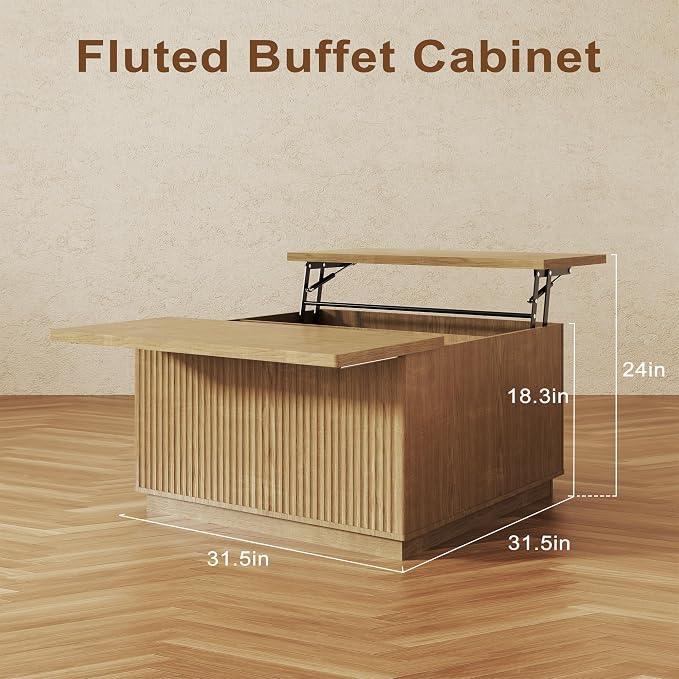 2-Piece Fluted Living Room Set Includes 31.5" Fluted Lift Top Coffee Table - Image 4