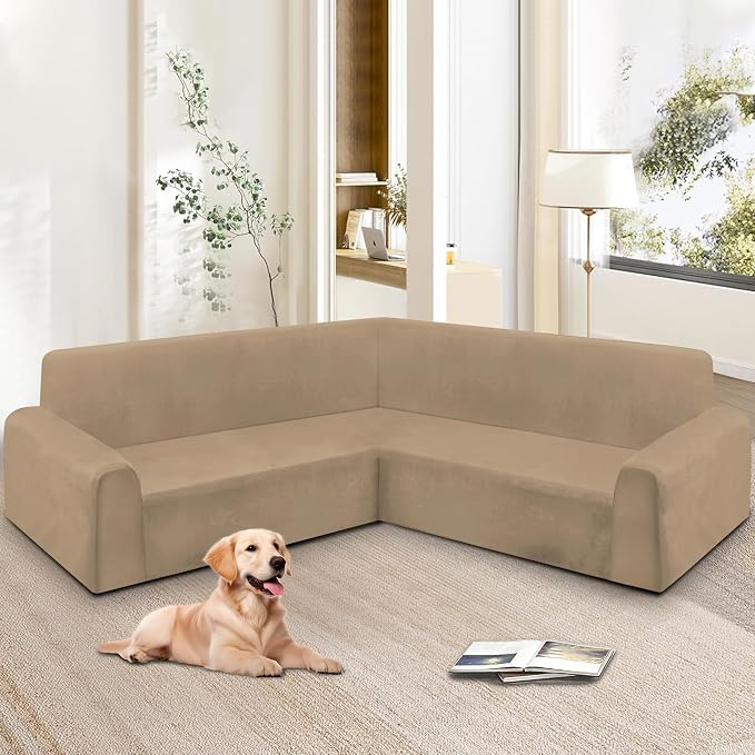 HDCAXKJ Corner Sectional Couch Covers Velvet Stretch L Shape Sofa Cover Soft - Image 6