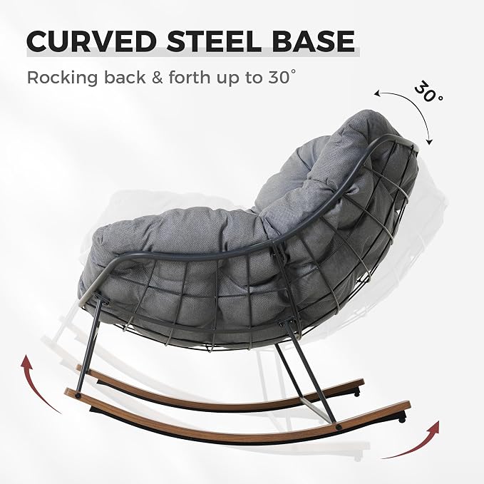 Grand patio Outdoor Rocking Chair, Oversized Papasan Rocking Chair - Image 5