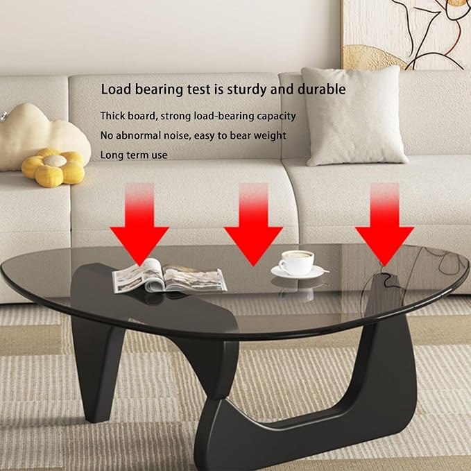 EASYSOUL Modern Glass Coffee Table, 44.88" D x 32.28" W x 15.75" H, Abstract - Image 5