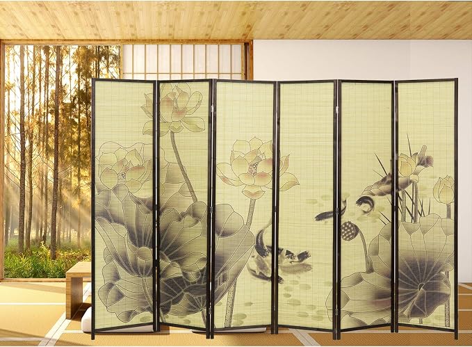 MyGift Decorative 6-Panel Folding Room Divider Bamboo Screen - Image 3