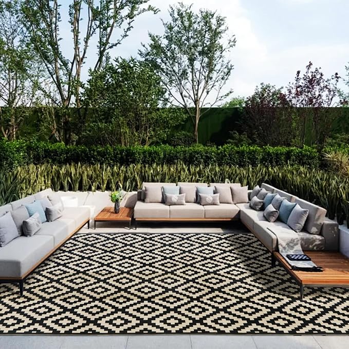 SAND MINE Waterproof Outdoor Rug 10x20 ft, Plastic Reversible Rug, Modern Area - Image 8