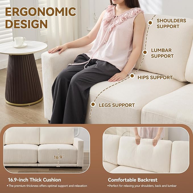 110.6" L Shaped Modular Sectional Sofa Modern Chenille Comfy Couch - Image 3