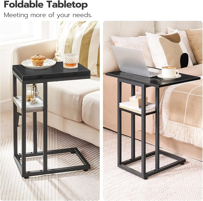 HOOBRO Foldable End Table, C Shaped Side Table - Image 7