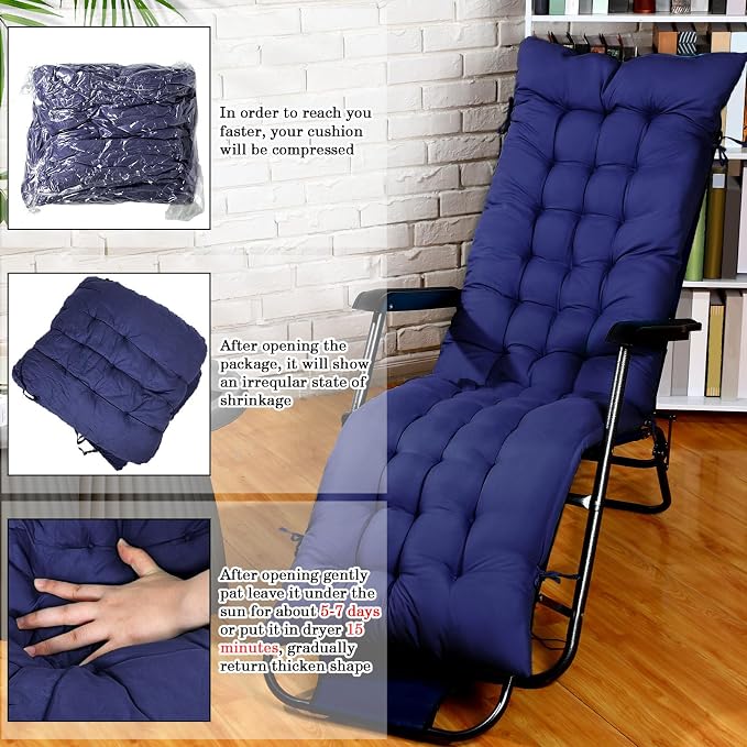 67 x 19 Inch Chaise Lounge Cushions Soft Lounge Chair Cushion Gravity Chair - Image 4