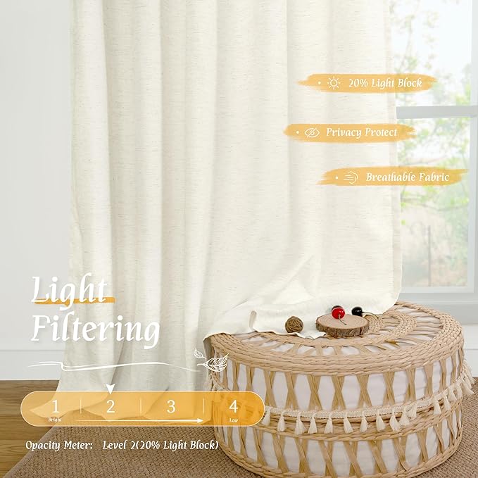 LAMIT Cream Sheer Linen Curtains - Image 4