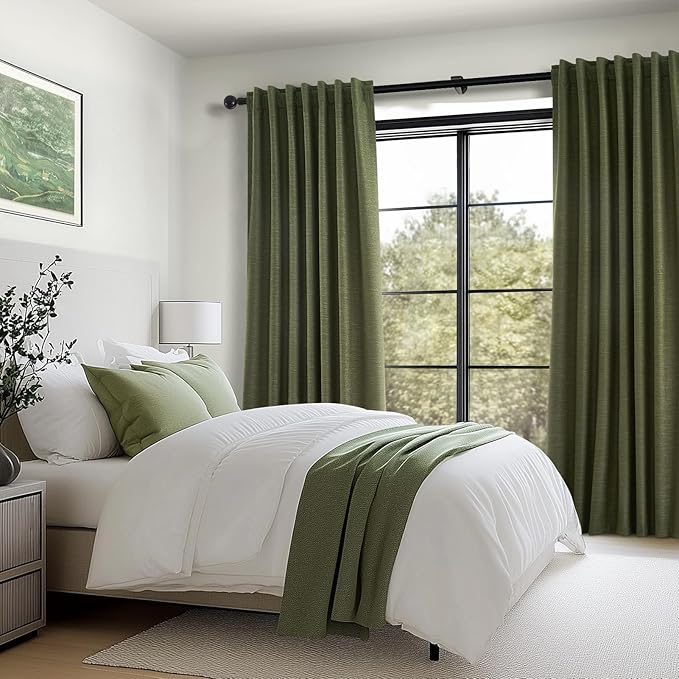 Topfinel 90 Inch Long Linen Blackout Curtains 2 Panels Set, Back Tab Pinch - Image 7