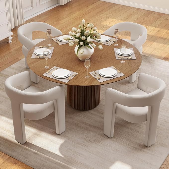 BESTANO Set of 4 Modern Linen Fabric Upholstered Dining Chairs - Image 2